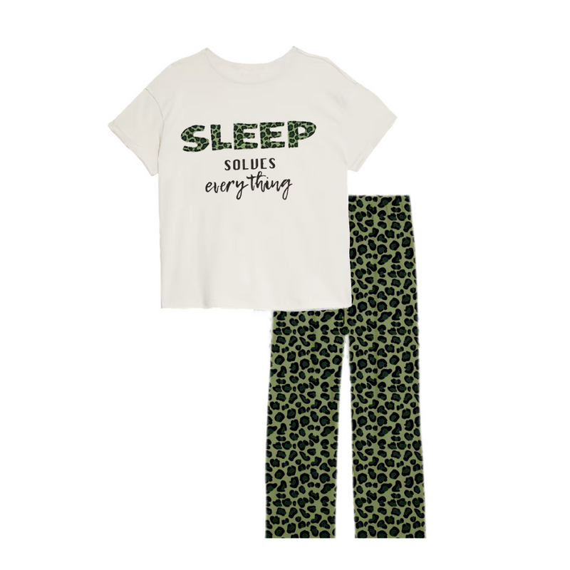 Green Leopard Print Pyjama