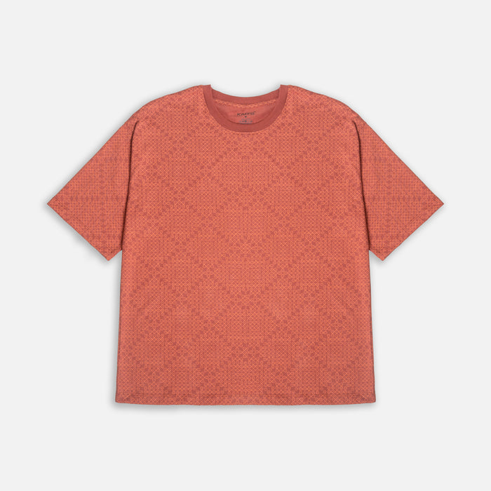 Mens Kolam Printed T-shirt - Brown