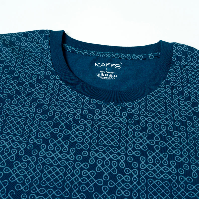 Mens Kolam Printed T-shirt - Blue