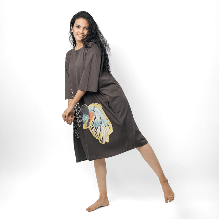 Brown Oversized comfy Indian Heritage Tee