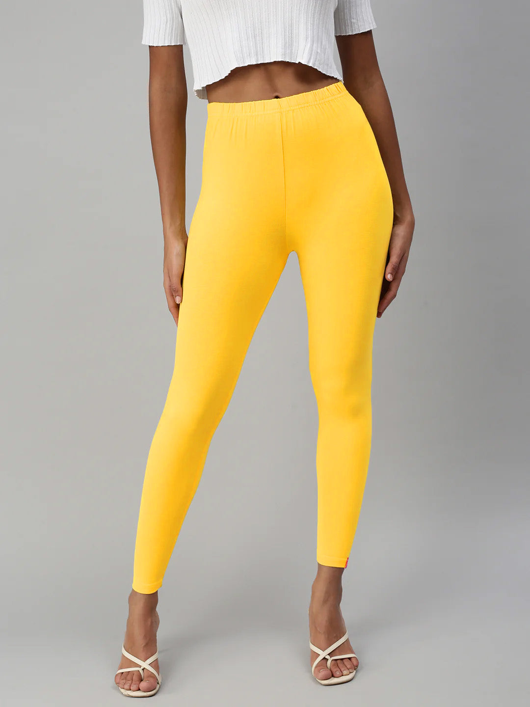 yellow ankle length leggings