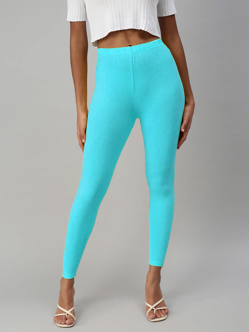 blue ankle length leggings