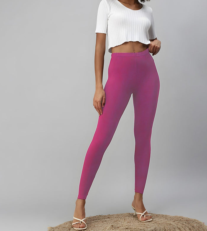 fuchsia red ankle length leggings