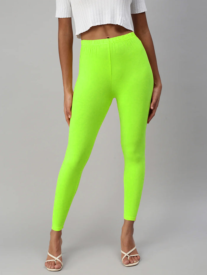 green ankle length leggings