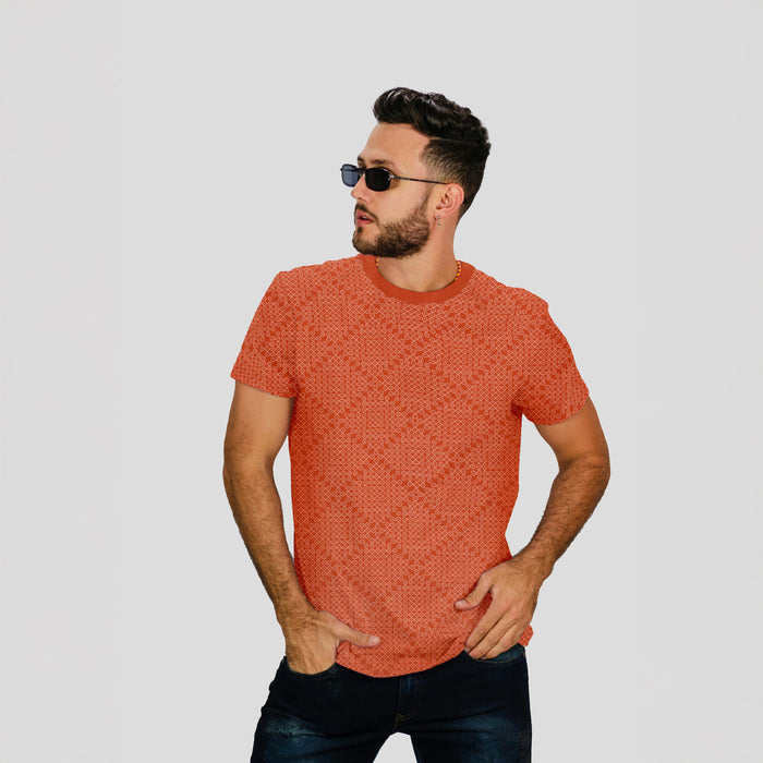 Mens Kolam Printed T-shirt - Brown